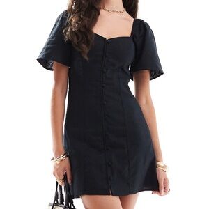 Abercrombie & Fitch Linen-Blend Button-Through Mini Dress